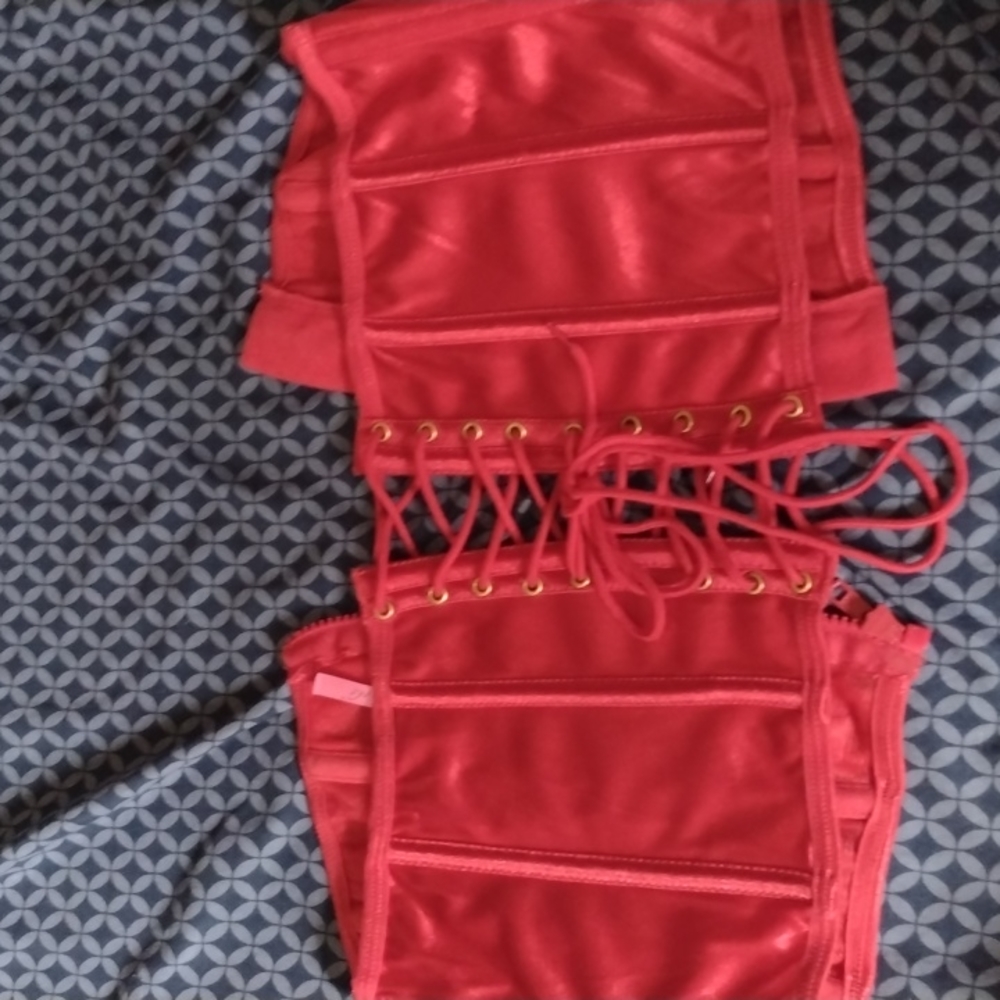 Red Zip up Corset, Size: XL